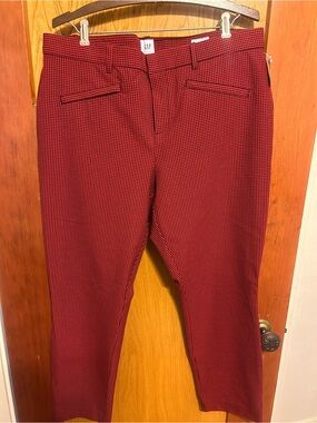 GAP Women's Red and Black Micro-Check Dress Pants